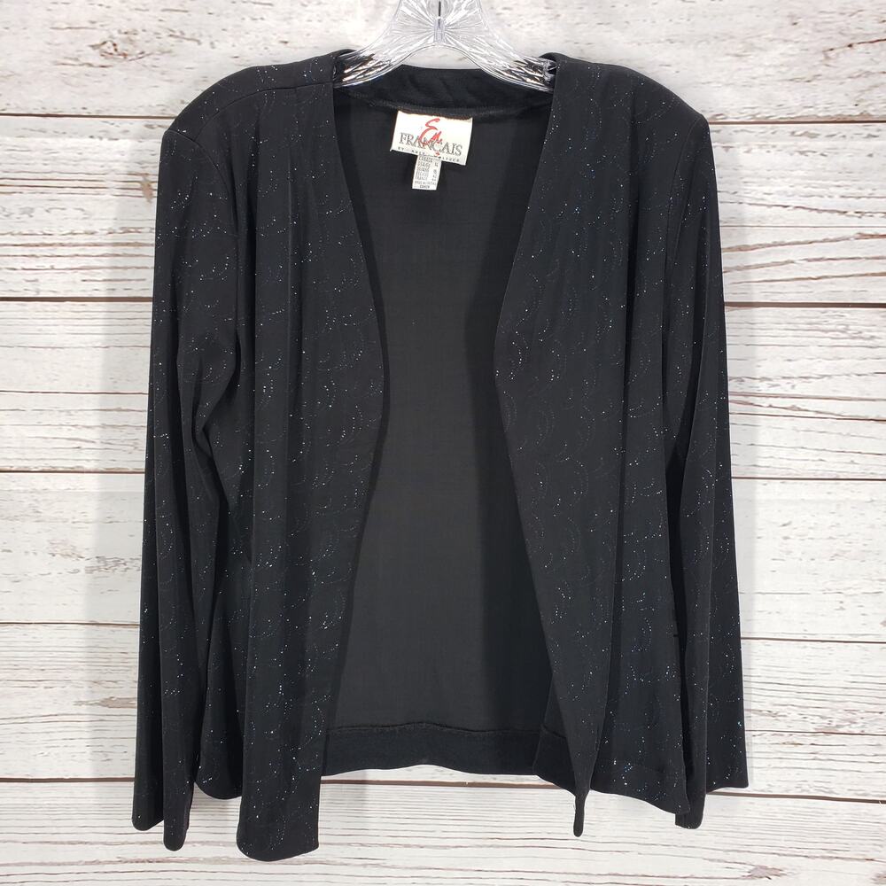 En Francais by Huey Waltzer Women's Black Glitter Evening Wear Jacket 14